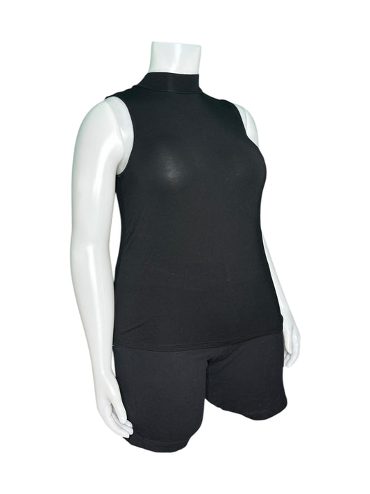 Black Mock Neck Sleeveless Shirt
