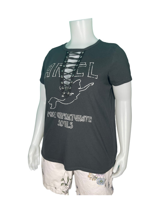 Black & Grey Ariel Lace Detail T-Shirt