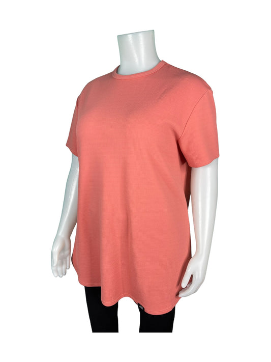 Coral Waffle Short Sleeved Top