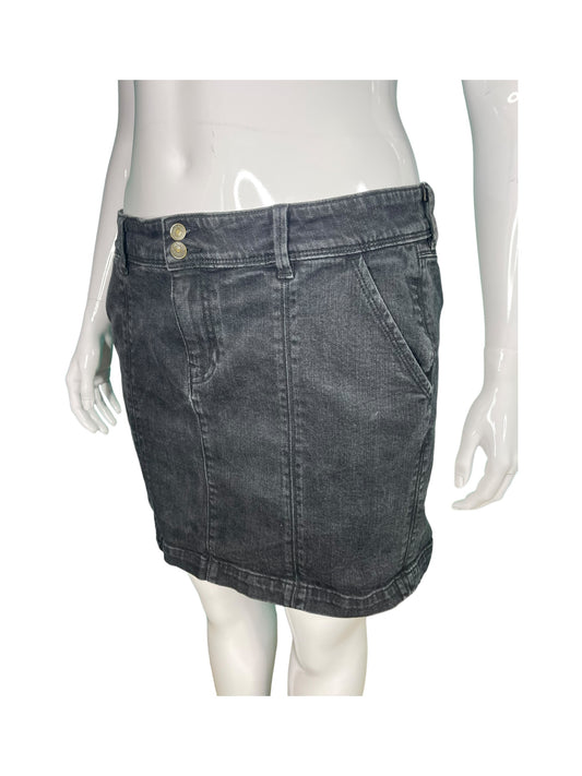 Dark Grey Button Denim Skirt