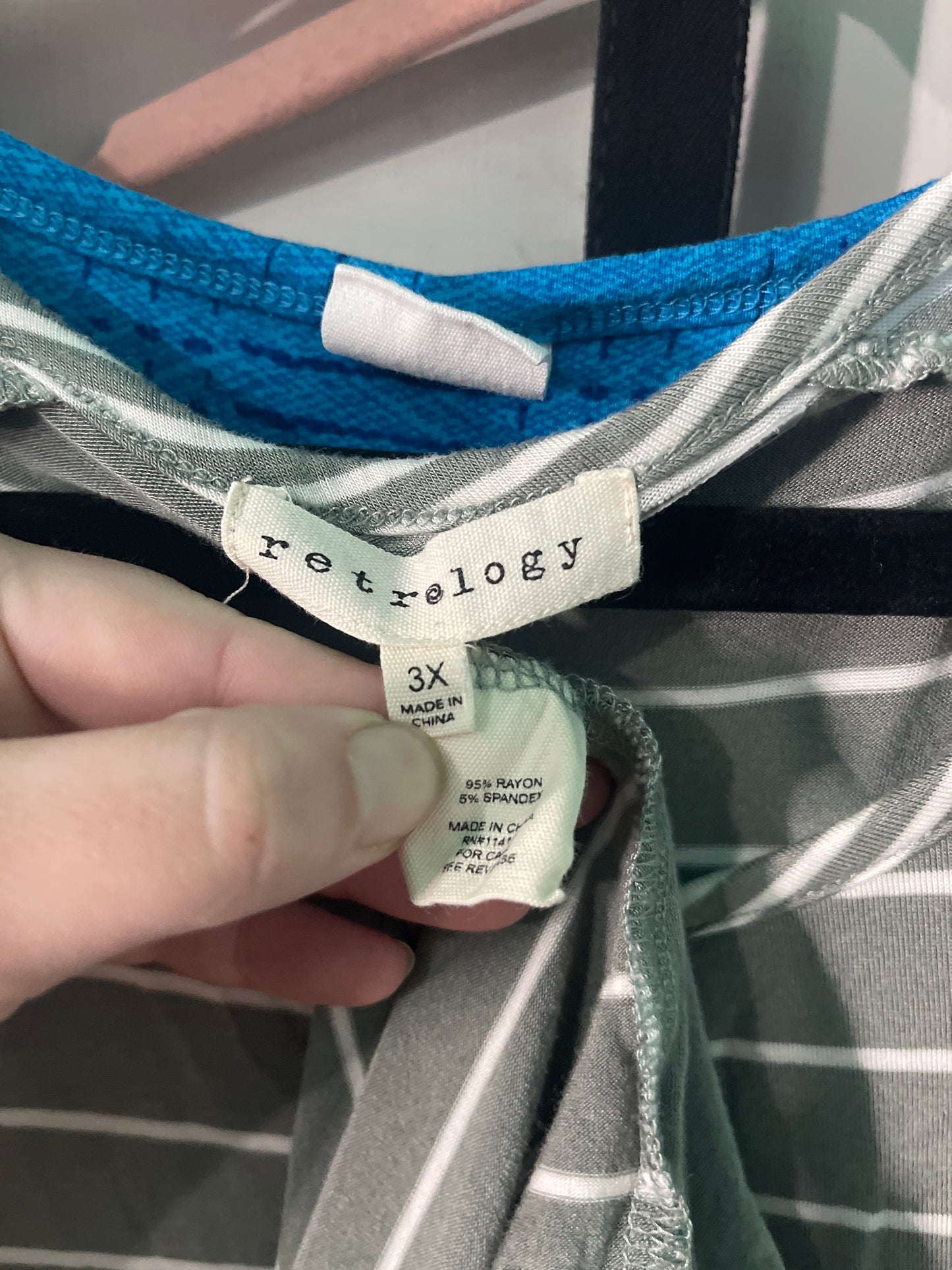 Grey & White Striped T-Shirt with Tied Detail