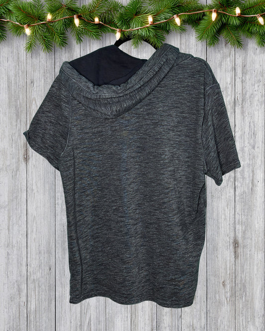 Navy Blue Short Sleeved Hoodie Shirt