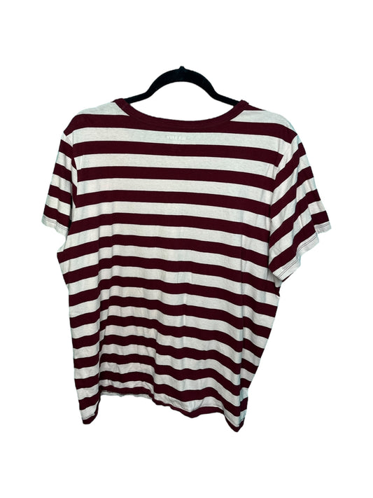 Burgundy and White Horizontal Striped T-Shirt