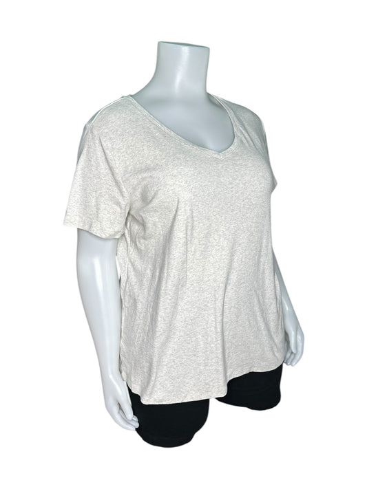 Cream V-neck Shirt Sleeved T-Shirt
