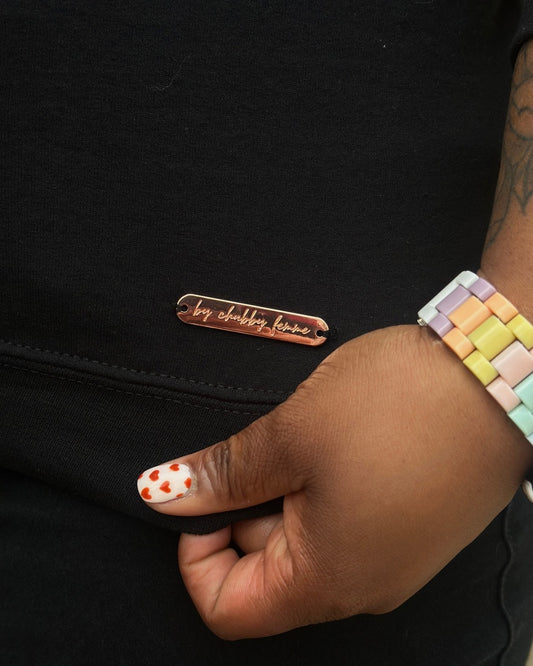 Black with Rose Gold FATTY Embroidered Crewneck Hoodie