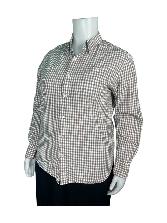 Grey Plaid Buttonup Top
