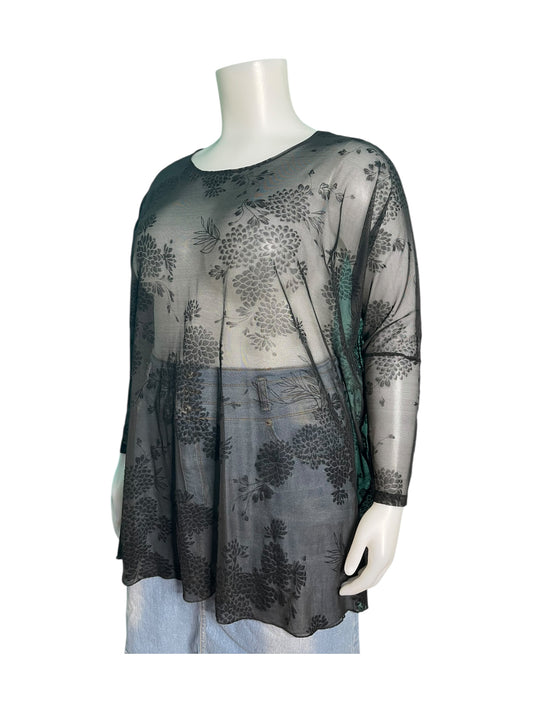 Black Sheer Long Sleeve Top