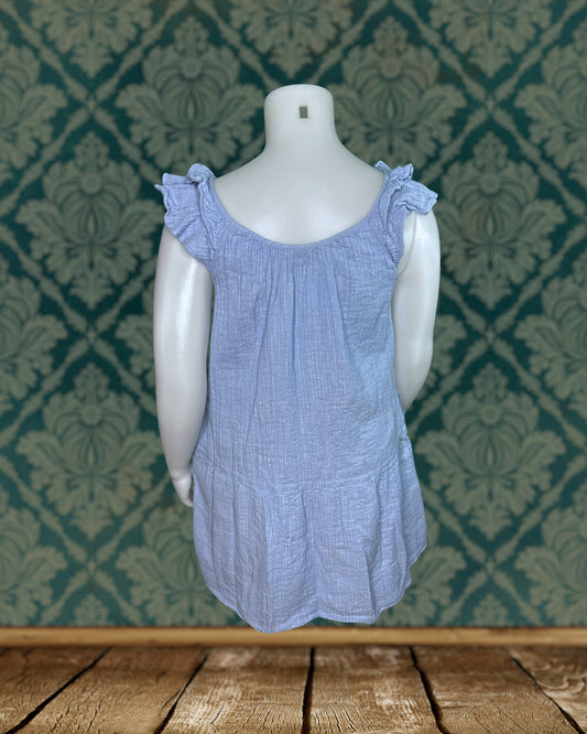 Baby Blue Shiny Cap Sleeved Mini Dress