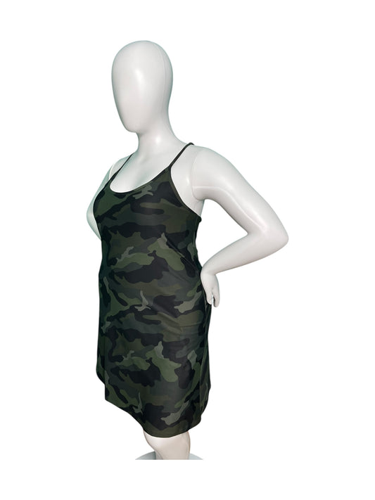 Army Green Camouflage Sleeveless Round Neck Mini Dress