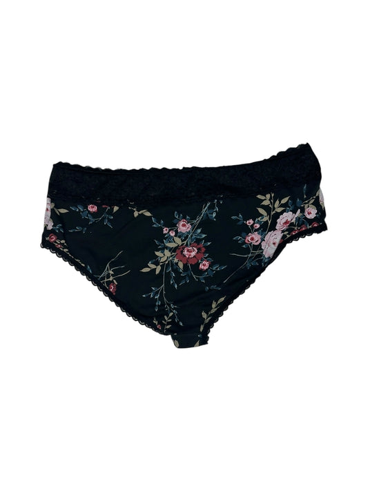 Black Floral w/ Lace Trim Waisted Underwear