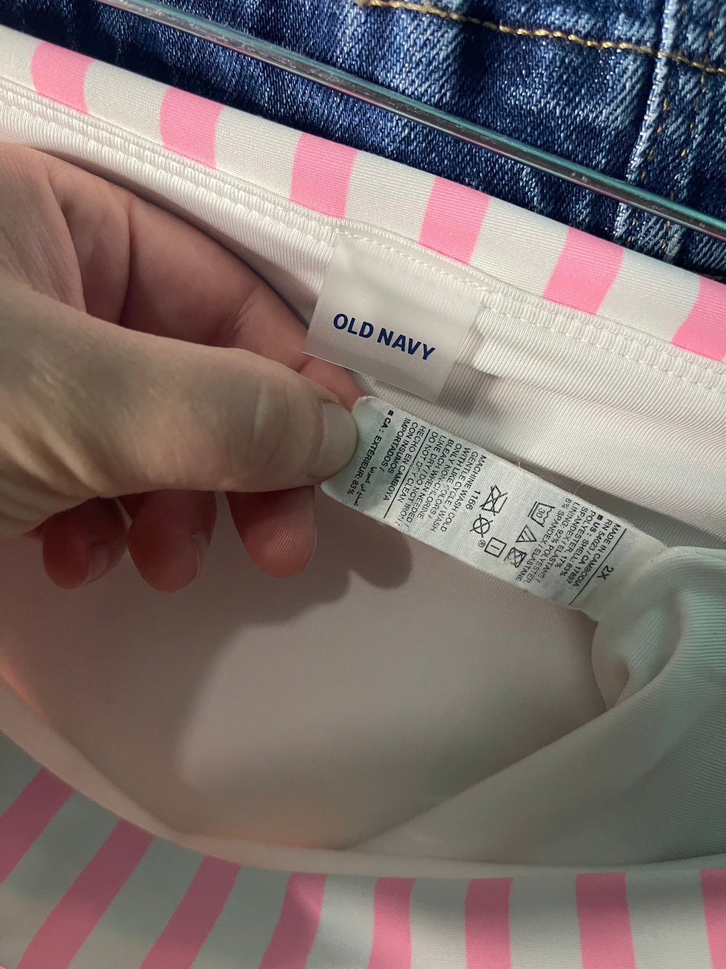 Pink and White High Waisted Vertical Striped Bikini Bottom