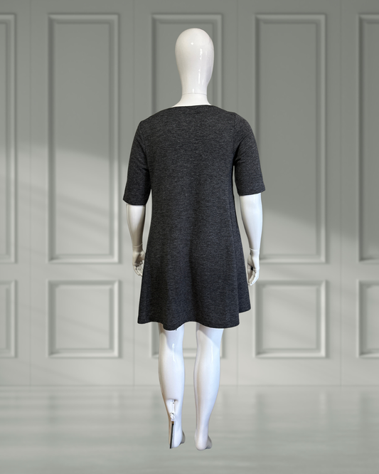 Dark Grey 3/4 Sleeved Mini Dress