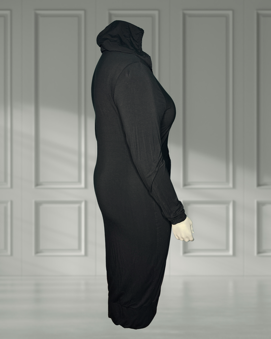 Black Maxi Long Sleeved Hoodie Dress