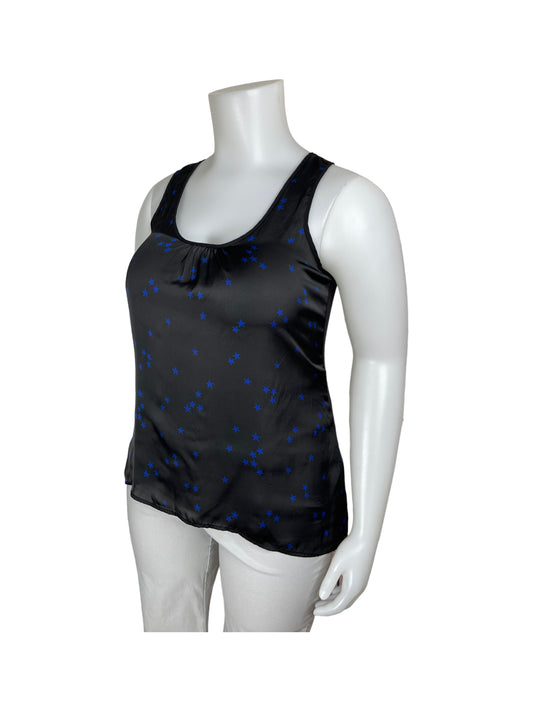 Black Sleeveless Top w/ Blue Stars