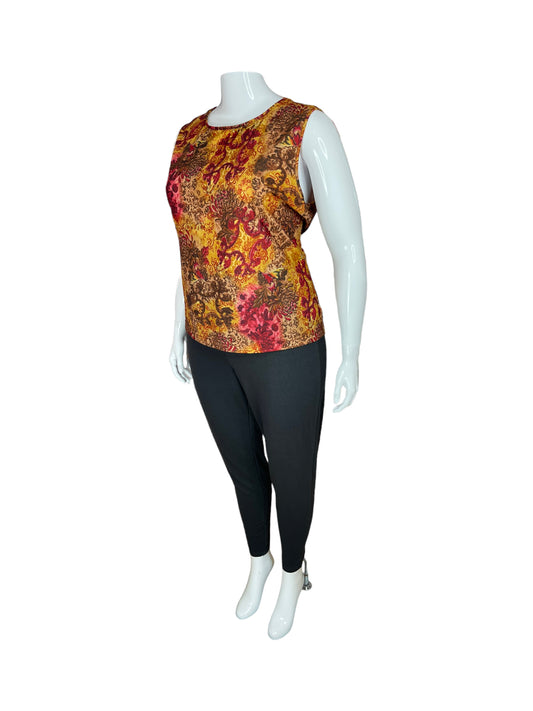 Orange & Pink Sleeveless Floral Top