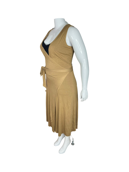 Brown Wrap Sleeveless Dress