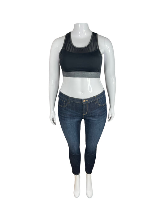 Black and Grey Mesh Sports Bra