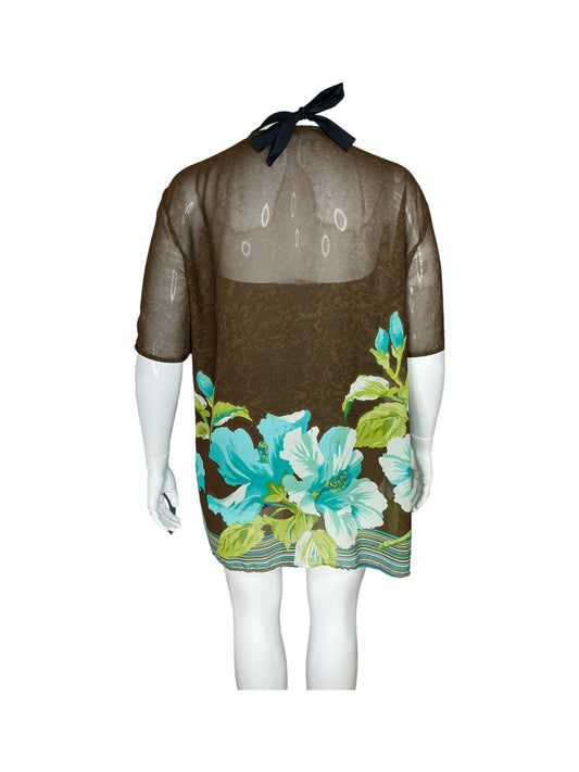 Sheer Brown Floral Wrap