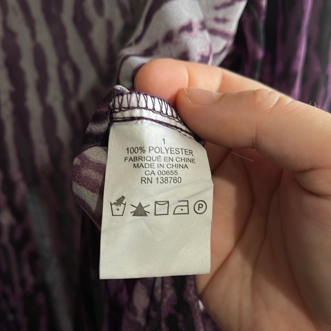 Purple Ombré Long-Sleeved Sheer Blouse