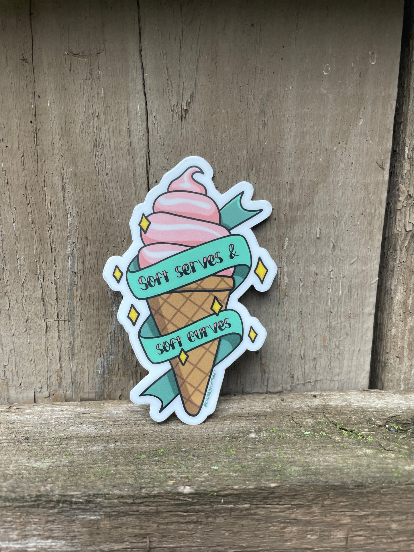 Soft Serves & Soft Curves Ice Cream Cone Sticker