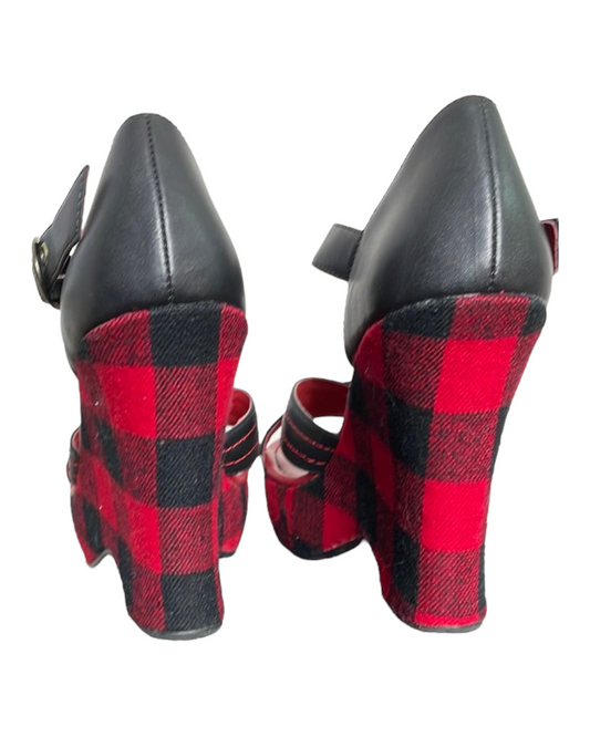 Black & Red Wedge Sandal