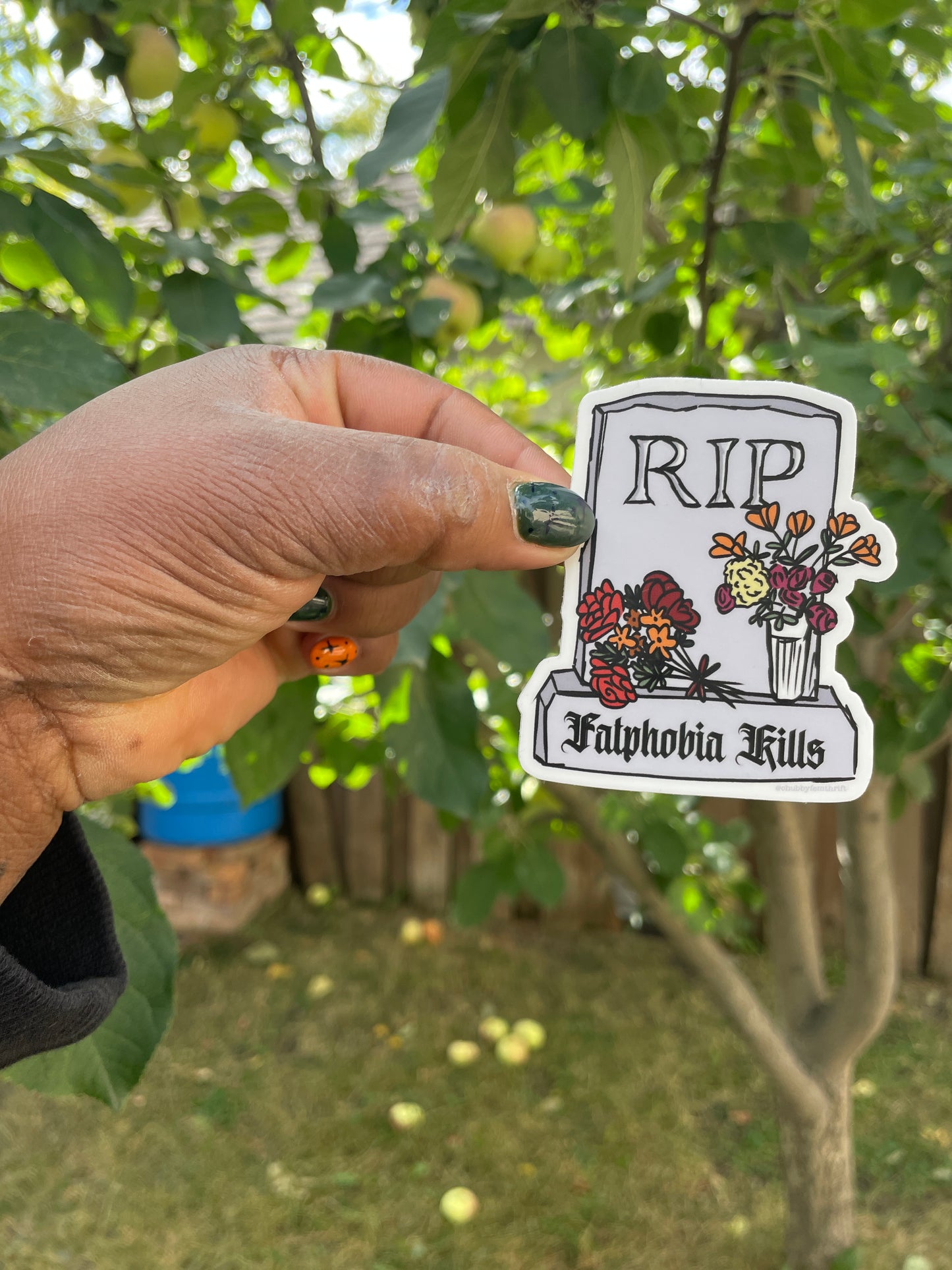 Fatphobia Kills Grey Gravestone Halloween Sticker
