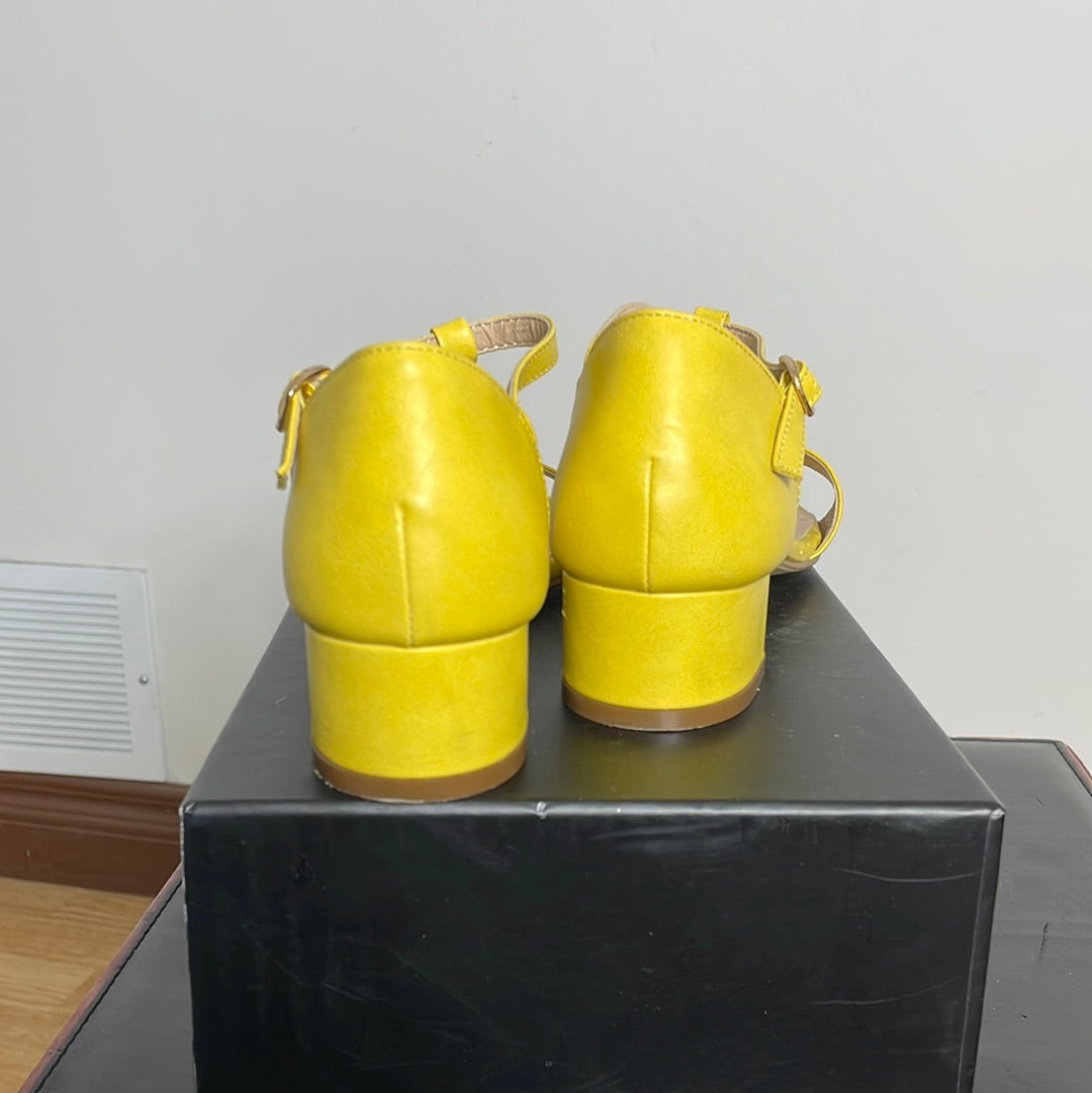 Yellow Kitten Heeled Open Toe Sandals
