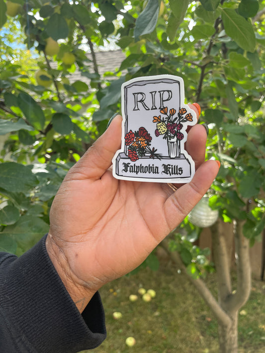 Fatphobia Kills Grey Gravestone Halloween Sticker