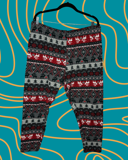 Black, Grey, White and Red Patterned Leggings