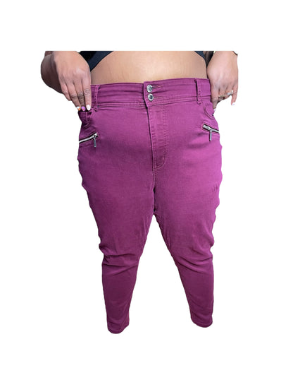 Burgundy Zipper Detailed Pants