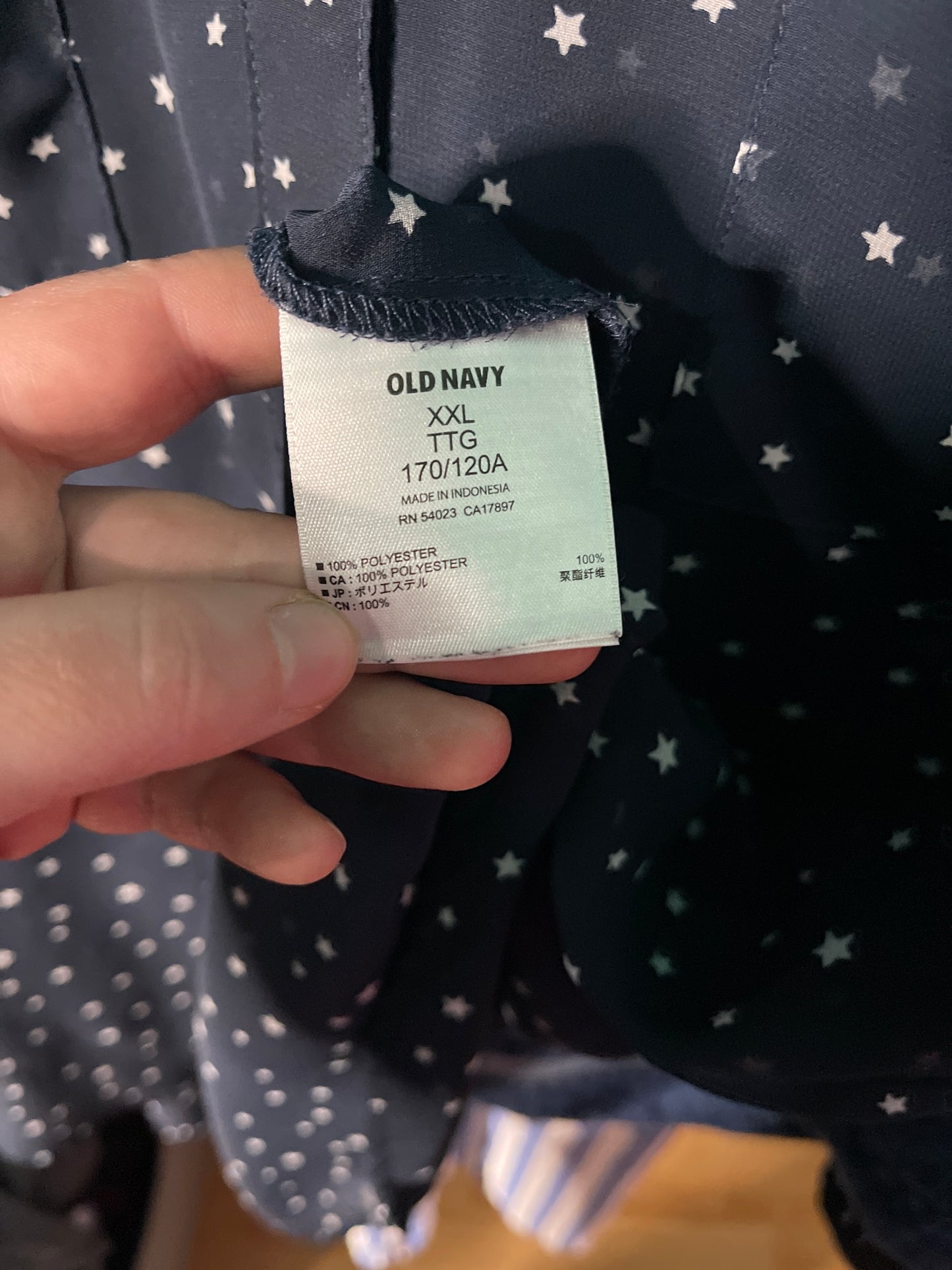 Navy Blue Sheer Star Patterned Blouse