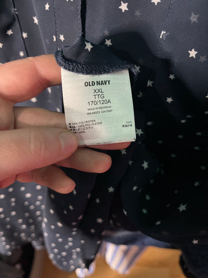 Navy Blue Sheer Star Patterned Blouse