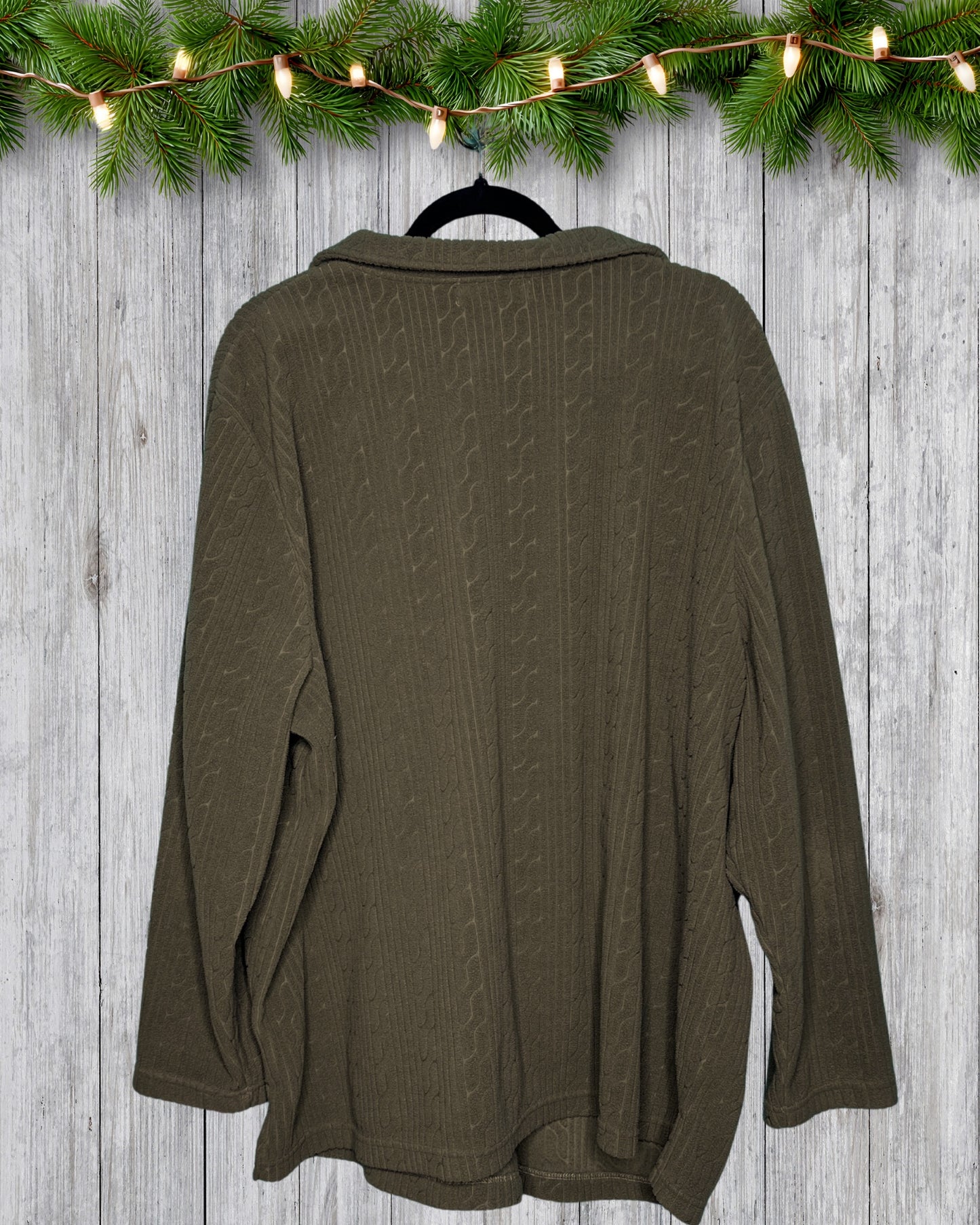 Vintage Olive Green Zipper Sweatshirt