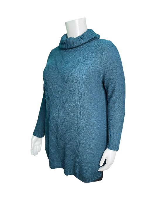 Dark Teal Long Sleeved Crewneck Knit Sweater
