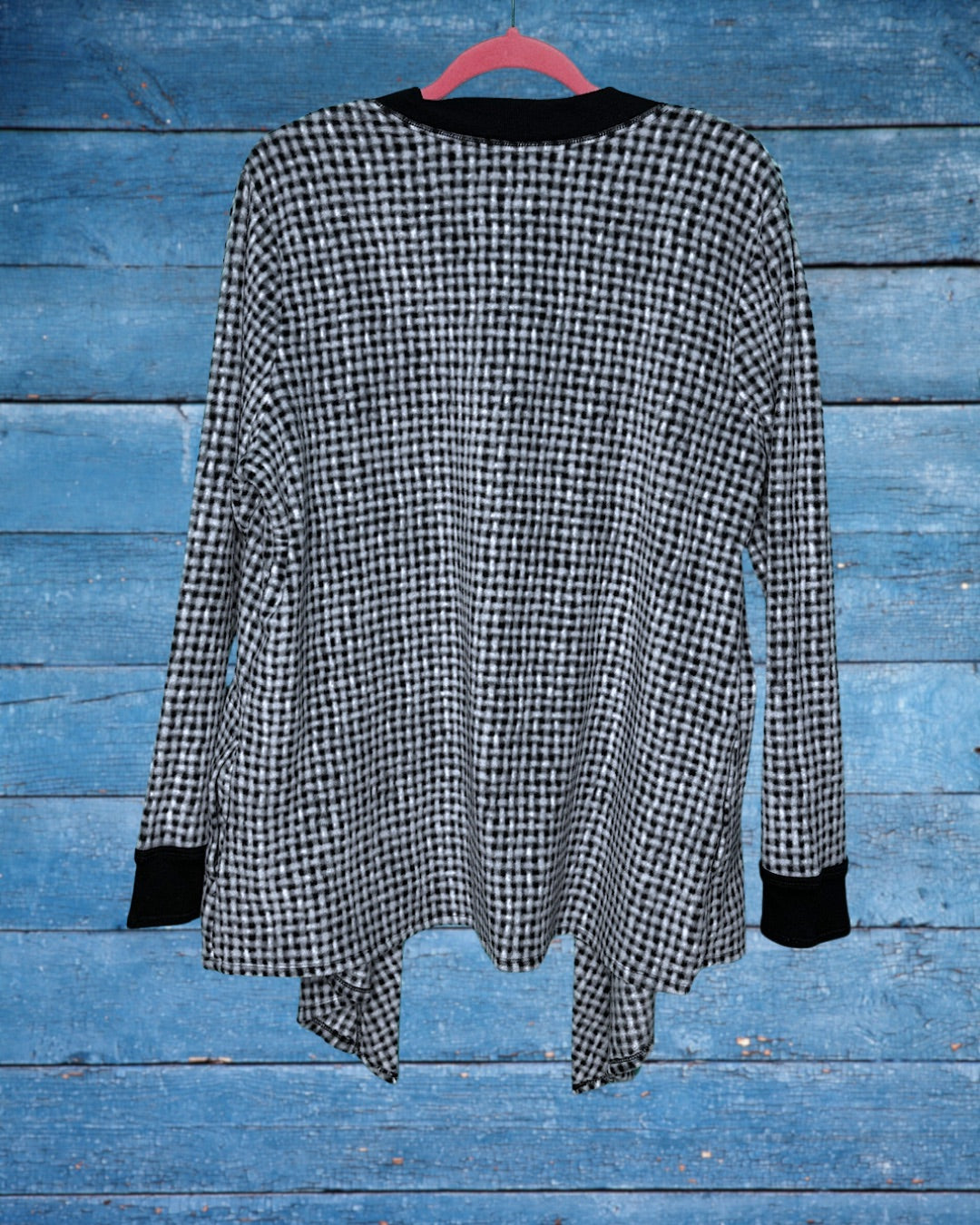 Black & White Plaid Waterfall Cardigan