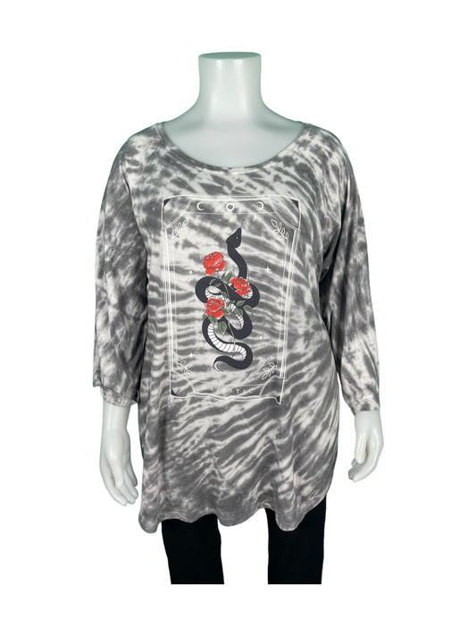 Grey Tye Dye W/ Snake Graphic Long sleeved Shirt