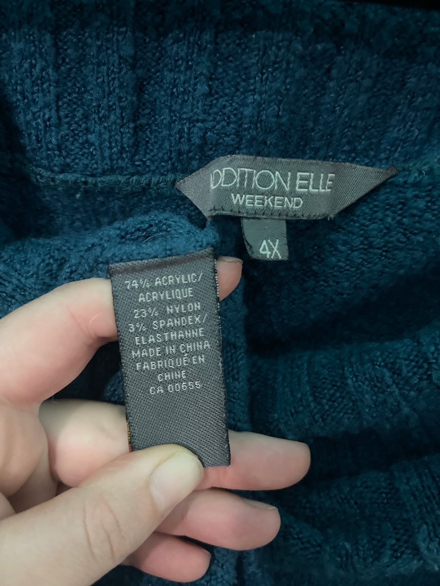 Dark Teal Knit 3/4 Sleeve Sweater