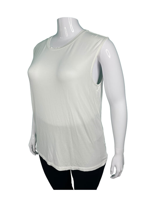 White Sleeveless Round Neck Top