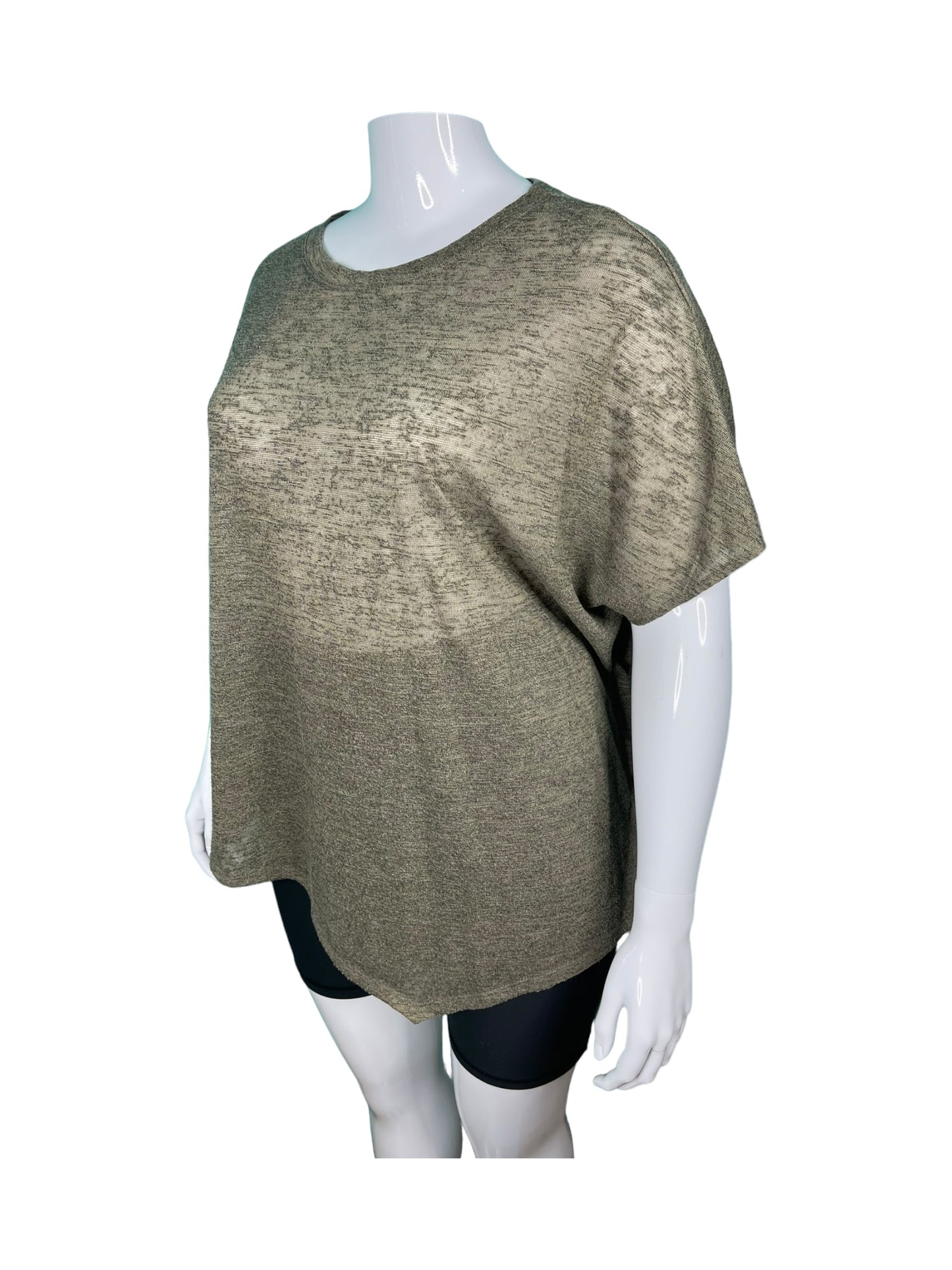 Olive Green Sheer Short Sleeved T-Shirt