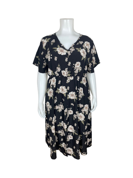 “SHEIN” Black Floral Print Dress (4X)