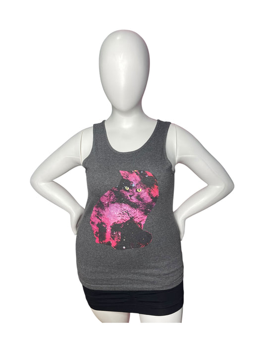 Grey Cat Graphic Tank Top
