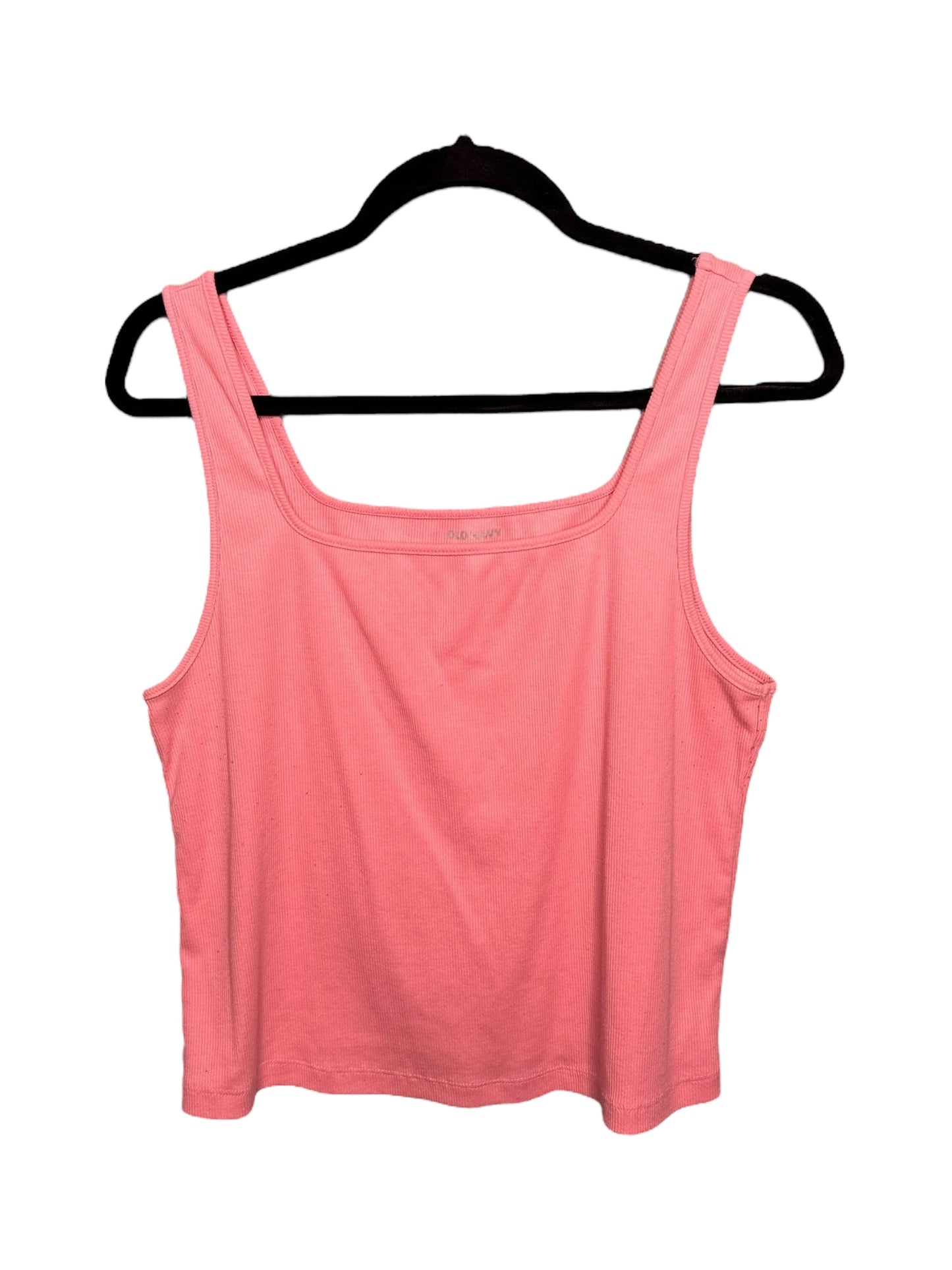 Coral Pink Square Neck Cropped Tank Top