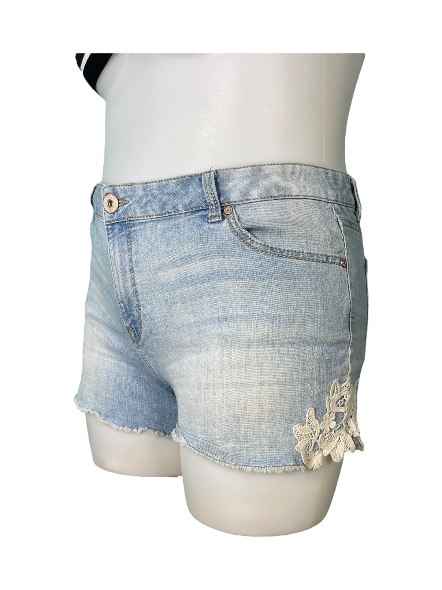 Light Blue Lace Side Detailing Jean Shorts (18)