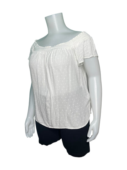 White Off the Shoulder  Short Sleeve Top