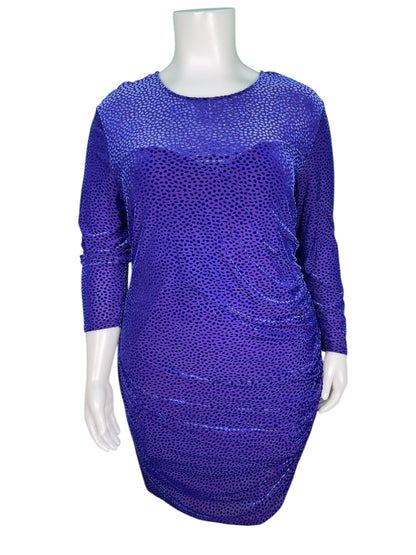 Blue and Purple Velvet Long Sleeve Dress