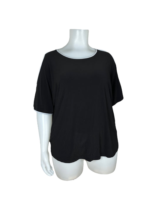 Black with White Pipping Cold Shoulder Blouse