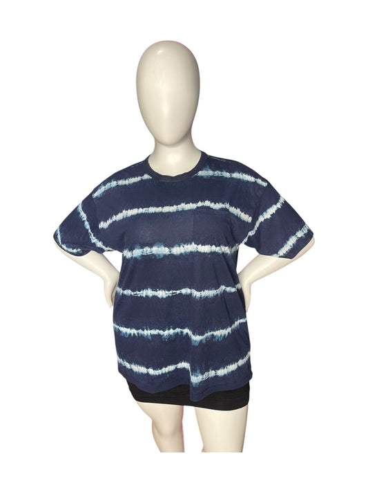 Navy & White Striped Tye Dye T-Shirt