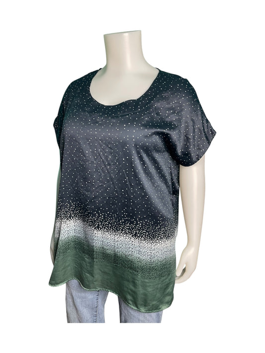 Navy,White and Green T-Shirt Blouse