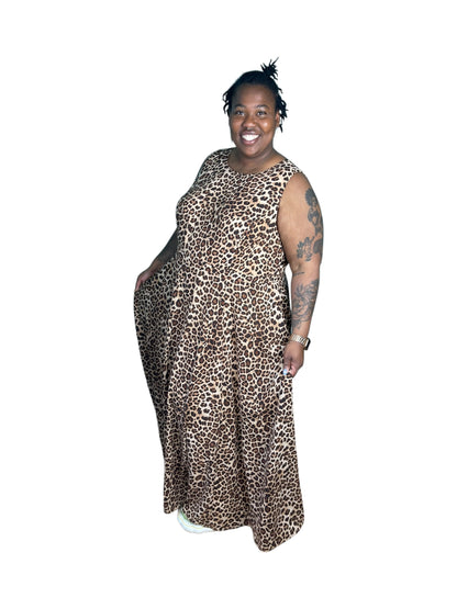 Classic Cheetah Print  Sleeveless Maxi Dress