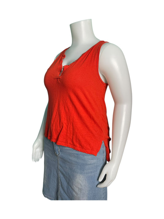 Red V-Neck Tank Top